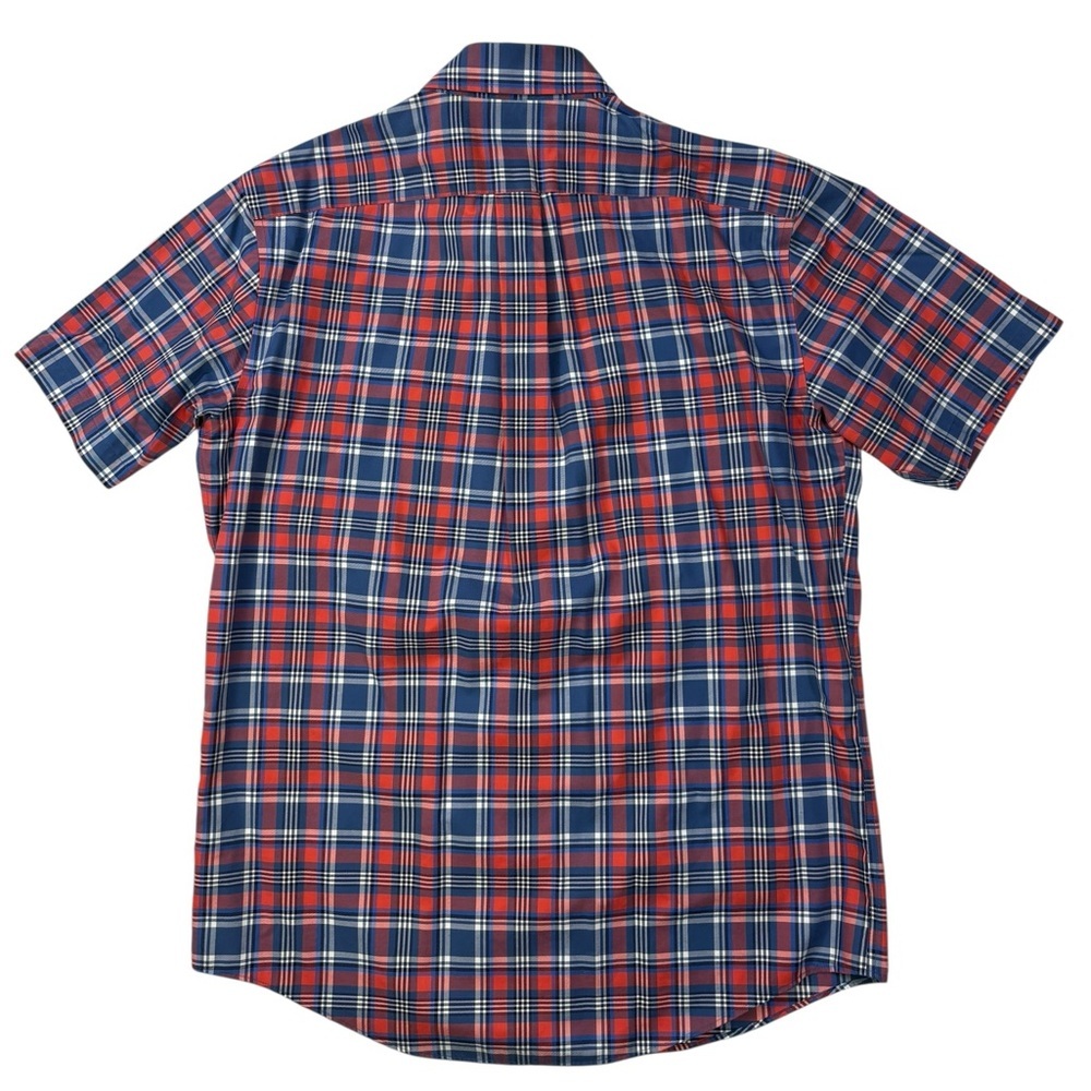 Lands' End Men's No Iron Red and Blue Plaid Traditional Fit Shirt | Size M - Picture 3 of 8